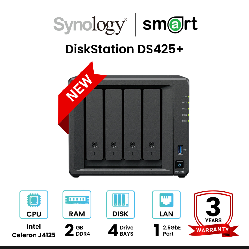 Synology DiskStation DS425+ 4-Bay NAS - New 2025!
