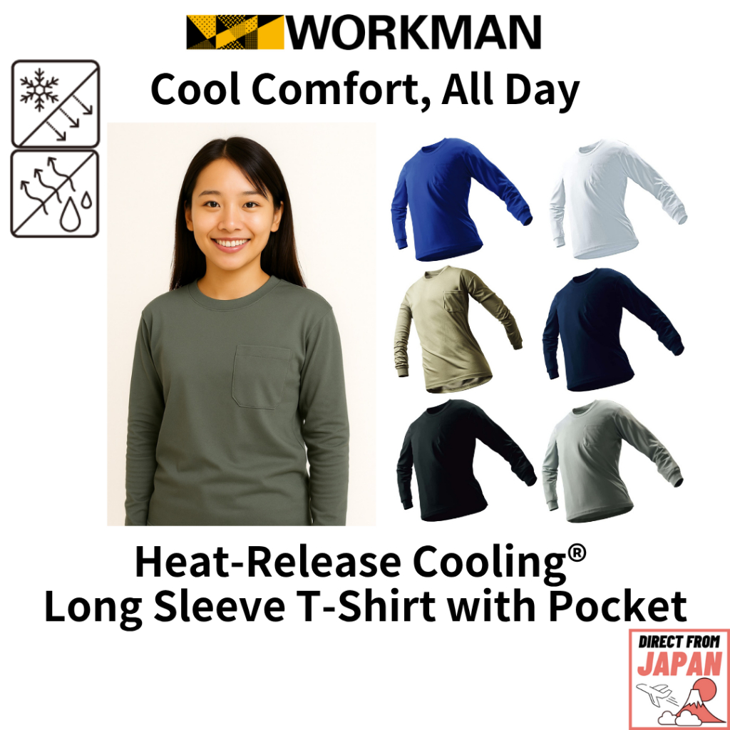 เสื้อแขนยาวระบายความร้อน WORKMAN แห้งไว ระบายอากาศดี มีกระเป๋าอก เหมาะกับกิจกรรมกลางแจ้ง
