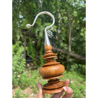 หัวกรงไม้สักสีด้าน ใส่กรงนก หัวกรงนกหัวจุกพร้อมตะขอสแตนเลส