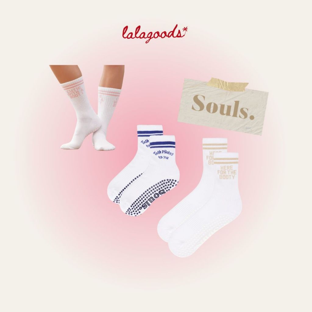 Souls. Crew Grip - pilates socks ถุงเท้ากันลื่น ถุงเท้าพิลาทิส