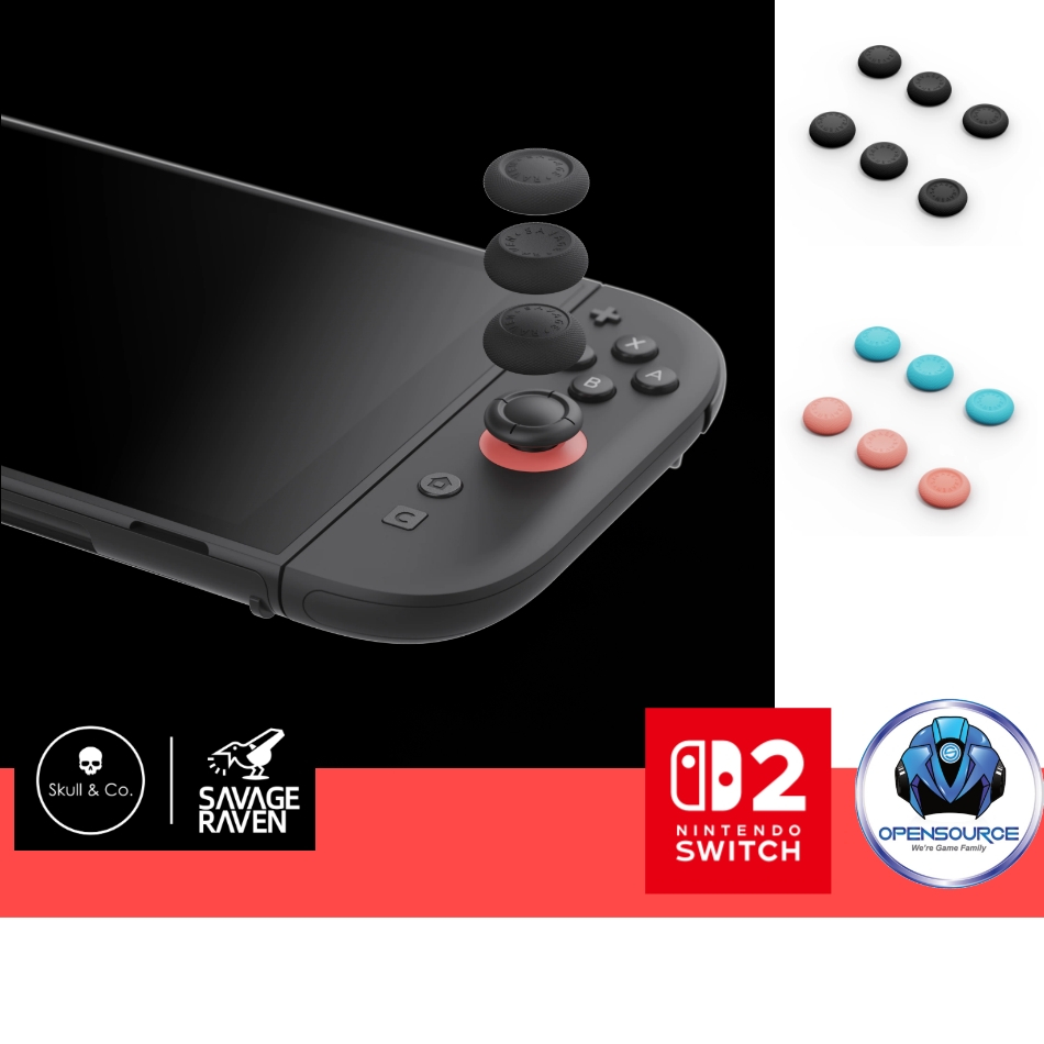 (ปุ่มยางอย่างดี) Savage Raven by Skull & Co. Thumb Grip Set Thumb Stick ลูกยาง for NS2 Nintendo SWITCH 2