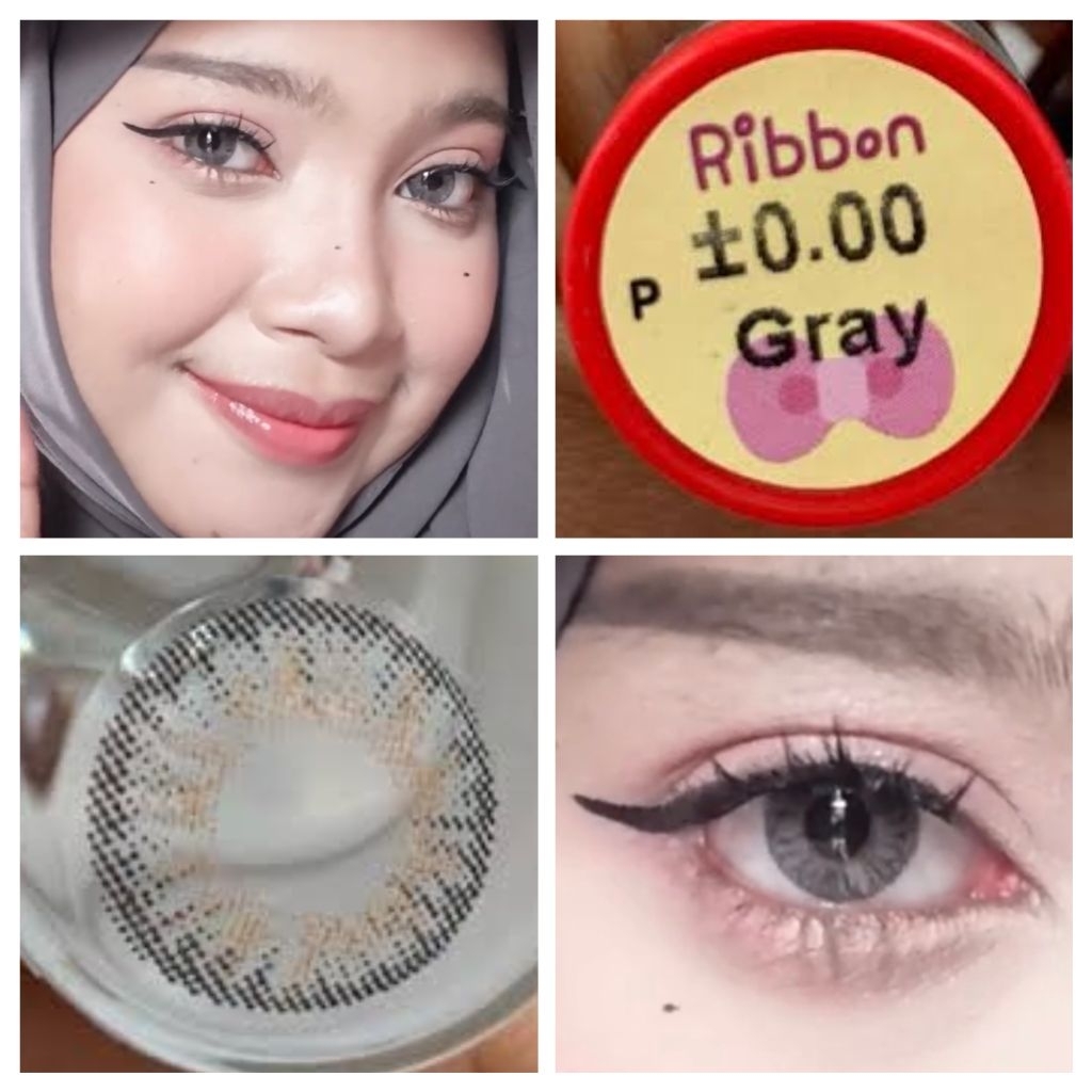 คอนแทคเลนส์ มี อย.ไทย รุ่น Ribbon / Midori สีเทา/ตาล/ดำ Gray/Brown/Black มีค่าสายตาปกติ (0.00)