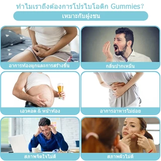 Omilay Probiotic Gummies โปรไบโอติก กัมมี่ Digestive Health ดูแลลำไส้ พรีไบโอติก รสบลูเบอร์รี่