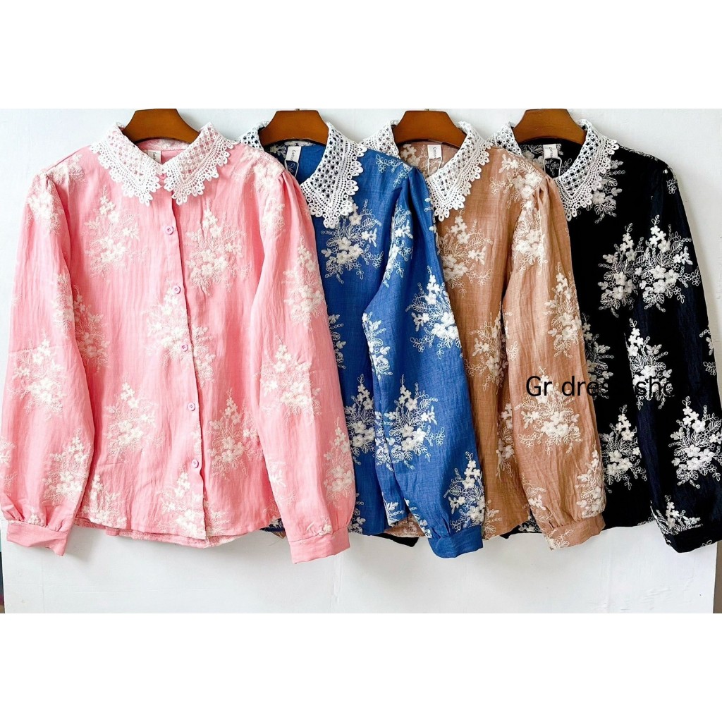ป้าย Cotton store เสื้อผ้าคอตตอนเนื้อนิ่มปักลายทั้งตัว อก 42 นิ้ว ยาว 24 นิ้ว