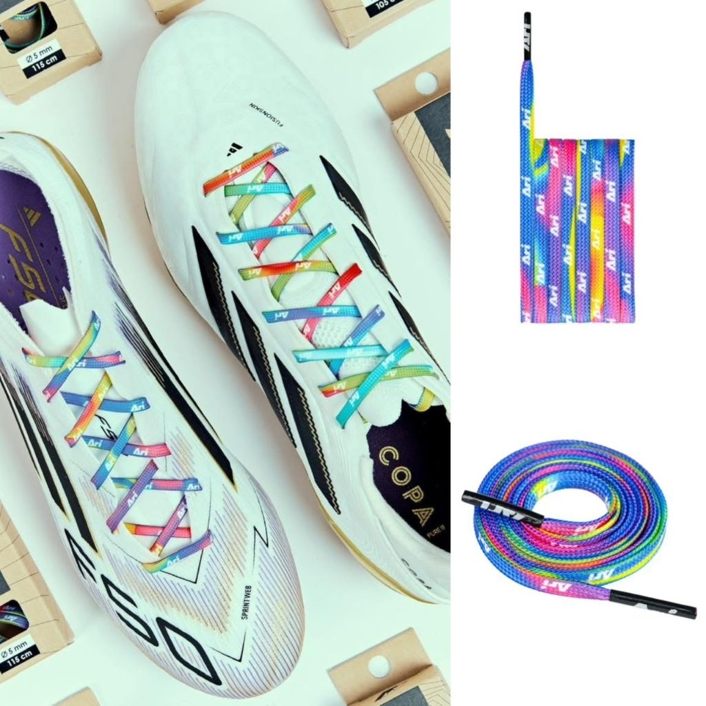 เชือกผูกรองเท้าสีรุ้ง ARI FREE TO BE 2025 SHOELACES - MULTICOLOR/BLUE ของแท้ (1 กล่อง มี 2 เส้น)