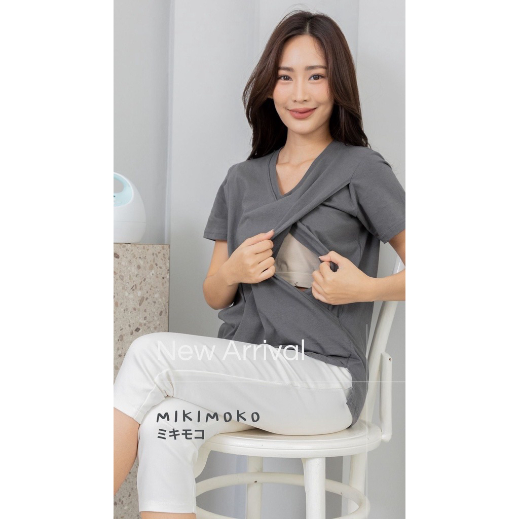 เสื้อยืดให้นม ผ้า cotton 100% แบรนด์ Mikimoko