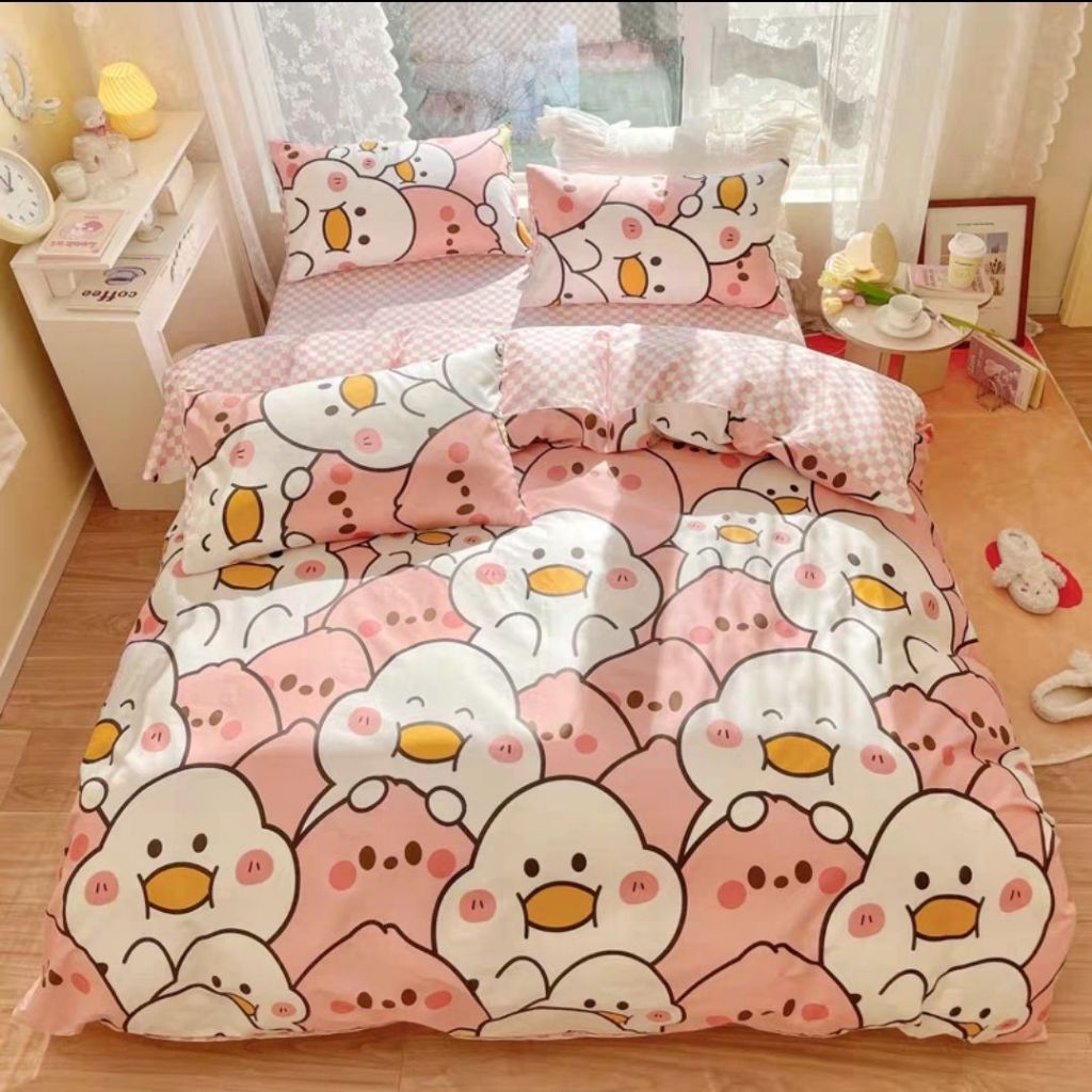 โทนชมพู ชุดผ้าปูที่นอน ครบชุด 6ชิ้น ผ้านวม ผ้าปูที่นอน ปลอกหมอน ส่งจากไทย - รูปที่ 4