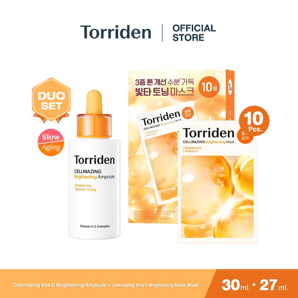 [Duo Set] Torriden CELLMAZING Vita C Brightening Ampoule (30ml)+Brightening Mask (10ea) -เซตบำรุงผิว
