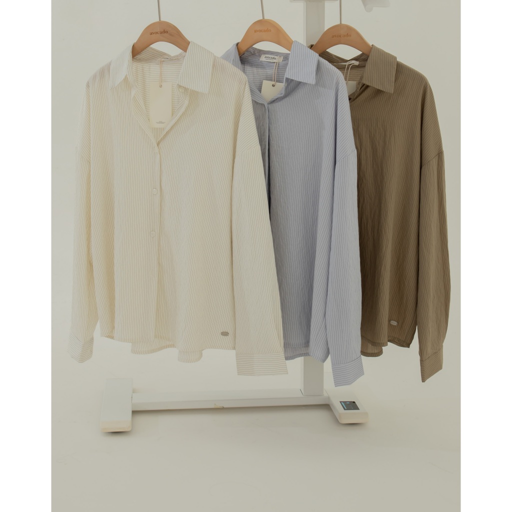 (พร้อมส่ง) avo nicoline shirt เสื้อเชิ้ตลายทางรุ่นนี้มีความเกาหลีสุดๆค่า