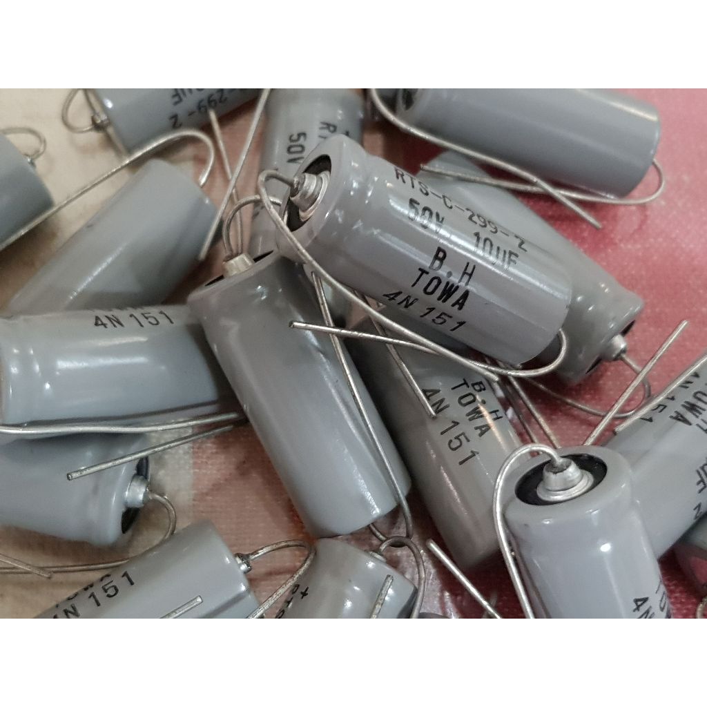 Towa Capacitor คาปาซิเตอร์ ค่า 10 uf/ 50V. Made in Japan ของใหม่เก่าเก็บ