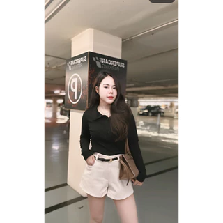 ELLIS i POLO เสื้อโปโล แขนยาวสไตร์ลาฟผ้ายูทรงสวย Size s-l🤎พร้อมส่ง