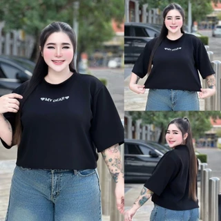 เสื้อครอปสาวอวบรุ่นงานปักMYDEAR เนื้อผ้ายืดนิ่ม  อกหน้าผ้า 48 "