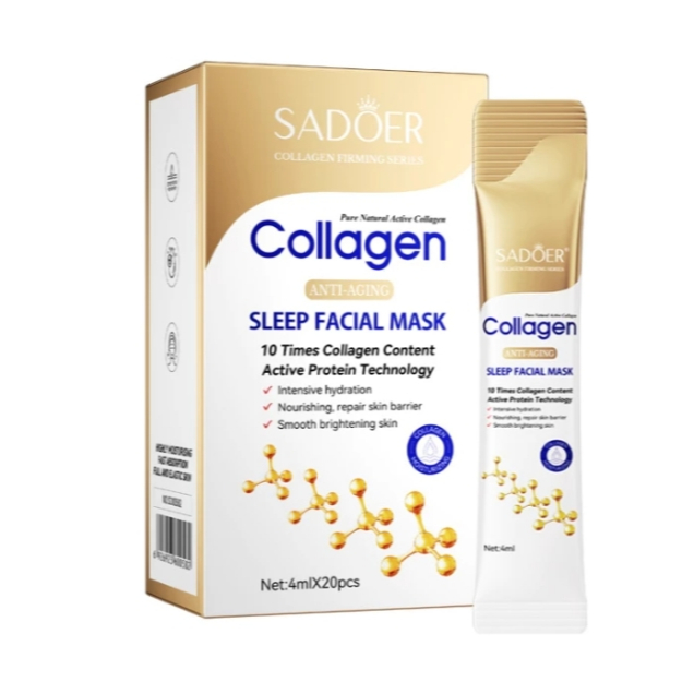 SADOER Collagen Sleeping Facial Mask มาส์ก สลีปปิ้งมาส์กบำรุงผิวหน้า 1 กล่อง บรรจุ 20 ซอง