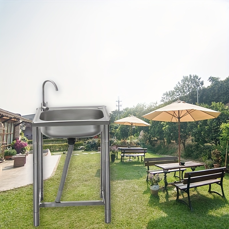 Stainless steel sink with bracket, single sink, independent stainless steel kitchen sink, household 