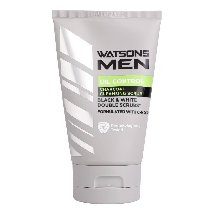 Watsons Men Oil Control Charcoal Cleaning Scrub 100g วัตสัน เมน ออยล์ คอนโทรล ชาร์โคล คลีนซิ่ง สครับ