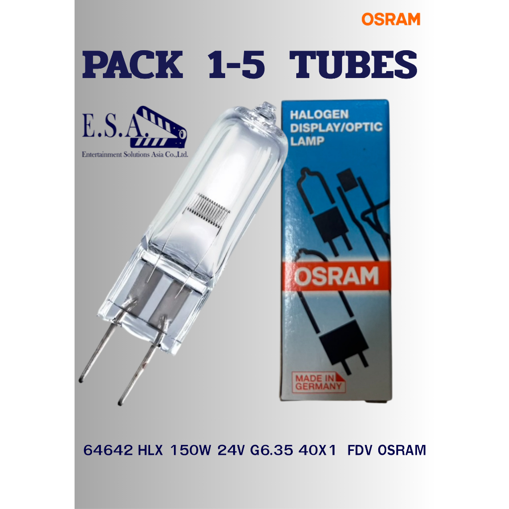 หลอดไฟแพ็ค1-5หลอด 64642 HLX 150W 24V G6.35 40X1  FDV OSRAM