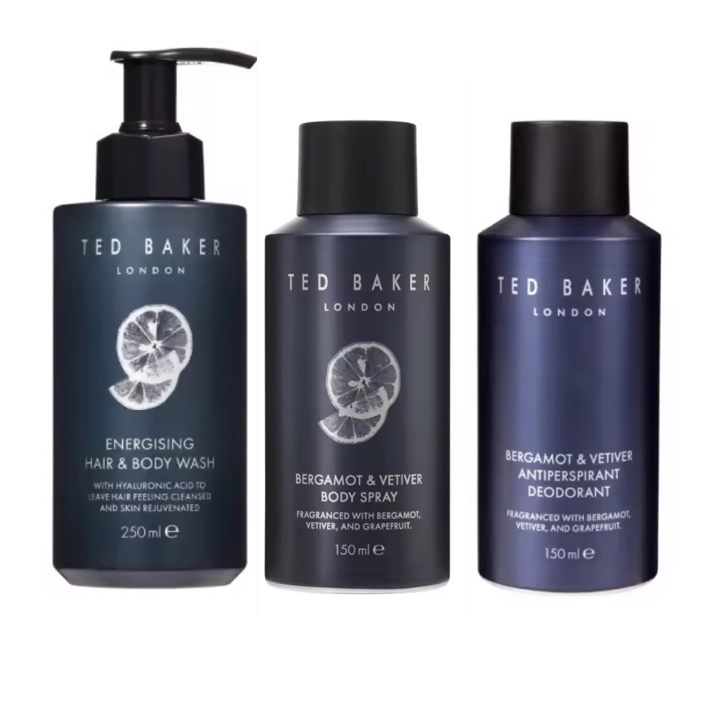 Ted baker London body spray 150 ml, hair and body wash 250 ml.
