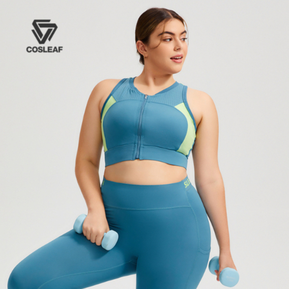 Cosleaf เสื้อบราใส่วิ่งออกกำลังกายสาวอวบใส่ได้ทรงสวยกระชับไม่อึดอัดฟองน้ำในตัว ผ้าไลคร่าแห้งไวใส่สบายทั้งวัน