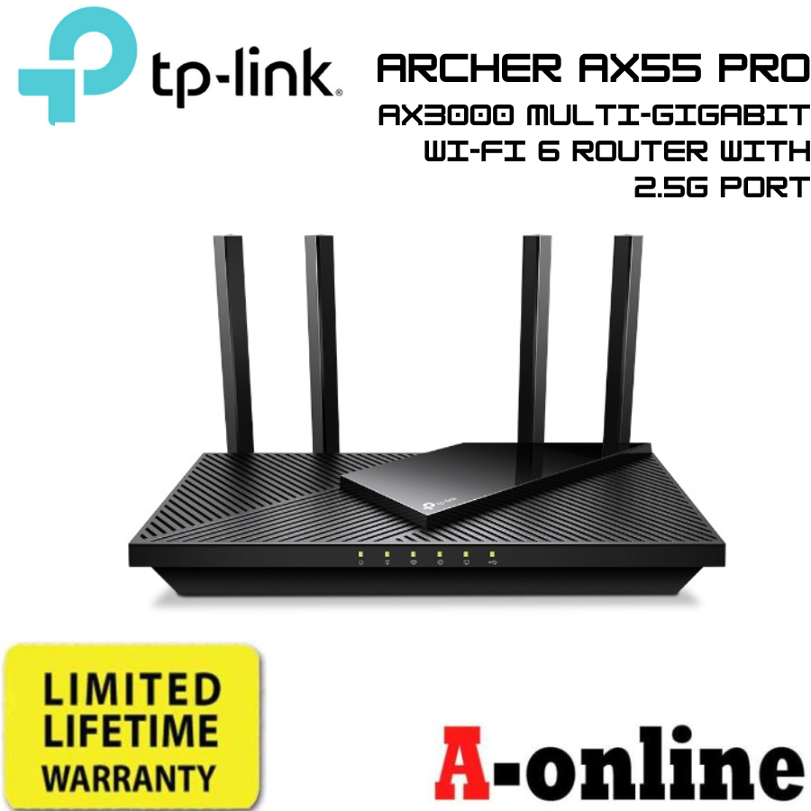 TP Link Archer AX55 Pro AX3000 Multi-Gigabit Wi-Fi 6 Router with 2.5G Port