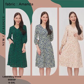 Laboratory 9064# เดรสผ้าพิมพ์ลายเนื้อผ้าพลิ้ว กระโปรงทรงเอ แ…