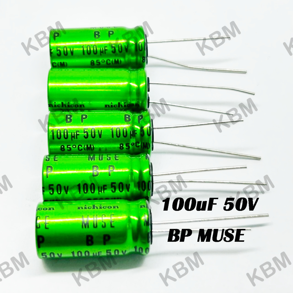 Capacitor (คาปาซิเตอร์) 100uF50V 100uF 50V Nichicon BP MUSE  green ไม่มีขั้ว