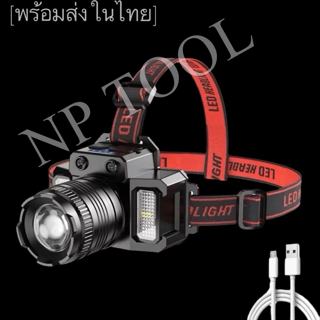 HH9  1ชิ้นแบบพกพาโรตารีซูมได้ นํา ไฟหน้า ยูเอสบี ชาร์จกันน้ําหัวโคมไฟสร้างขึ้นในแบตเตอรี่ไฟฉายตกปลาตั้งแคมป์หัวแสง