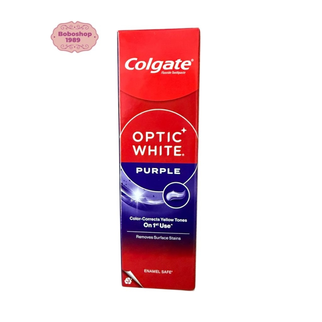 ยาสีฟัน คอลเกต สีม่วง อ๊อพติค ไวท์ เพอร์เพิล 100 กรัม Colgate Optic White Purple 100g ปรับโทนสีเหลืองบนผิวฟัน ฟันขาวขึ้น