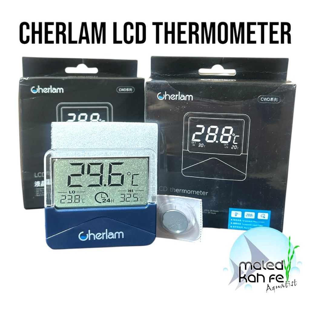 Cherlam LCD Digital Thermometer 0-70 Celcius เทอร์โมมิเตอร์ดิจิตอล โปร่งใส วัด อุณหภูมิ แบบติดกระจก ตู้ปลา ตู้ ไม้น้ำ