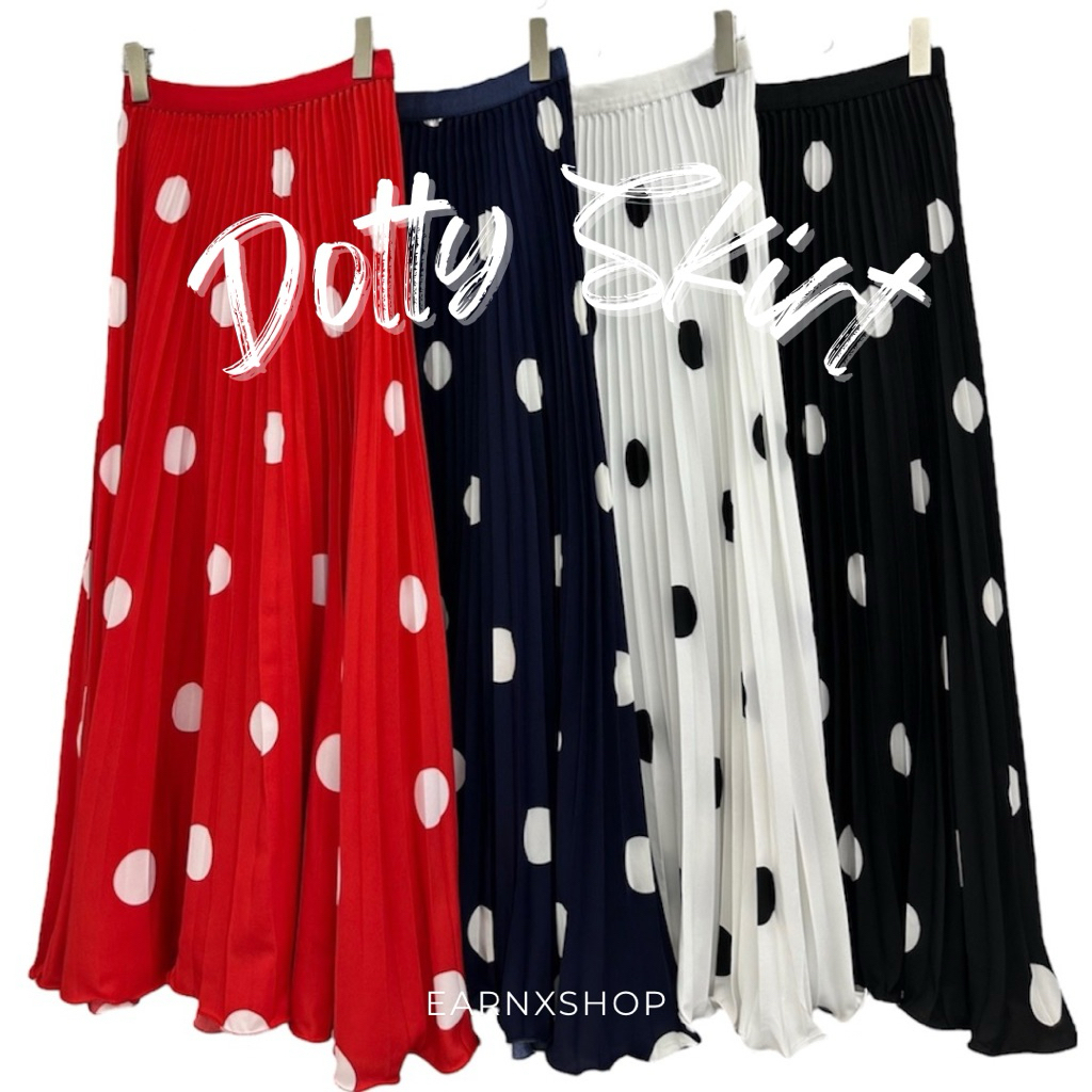 EARNXSHOP | Dotty Skirt กระโปรงอัดพลีทลายจุด