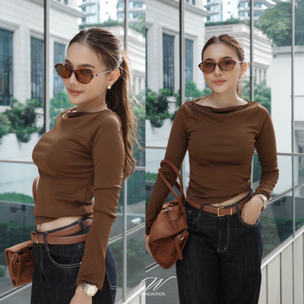 WSC l IRIS TOP เสื้อแขนยาวทรงคอปาดใส่แล้วผอมมาก!