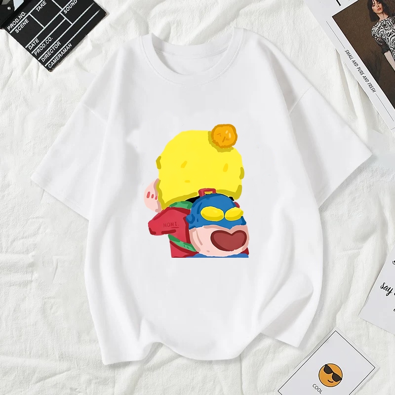 เสื้อยืดผู้หญิงแฟชั่นสาวลายการ์ตูนน่ารักฤดูร้อนเสื้อผ้าแฟชั่นส่วนเกาหลีสวมใส่สบายมาก#A188