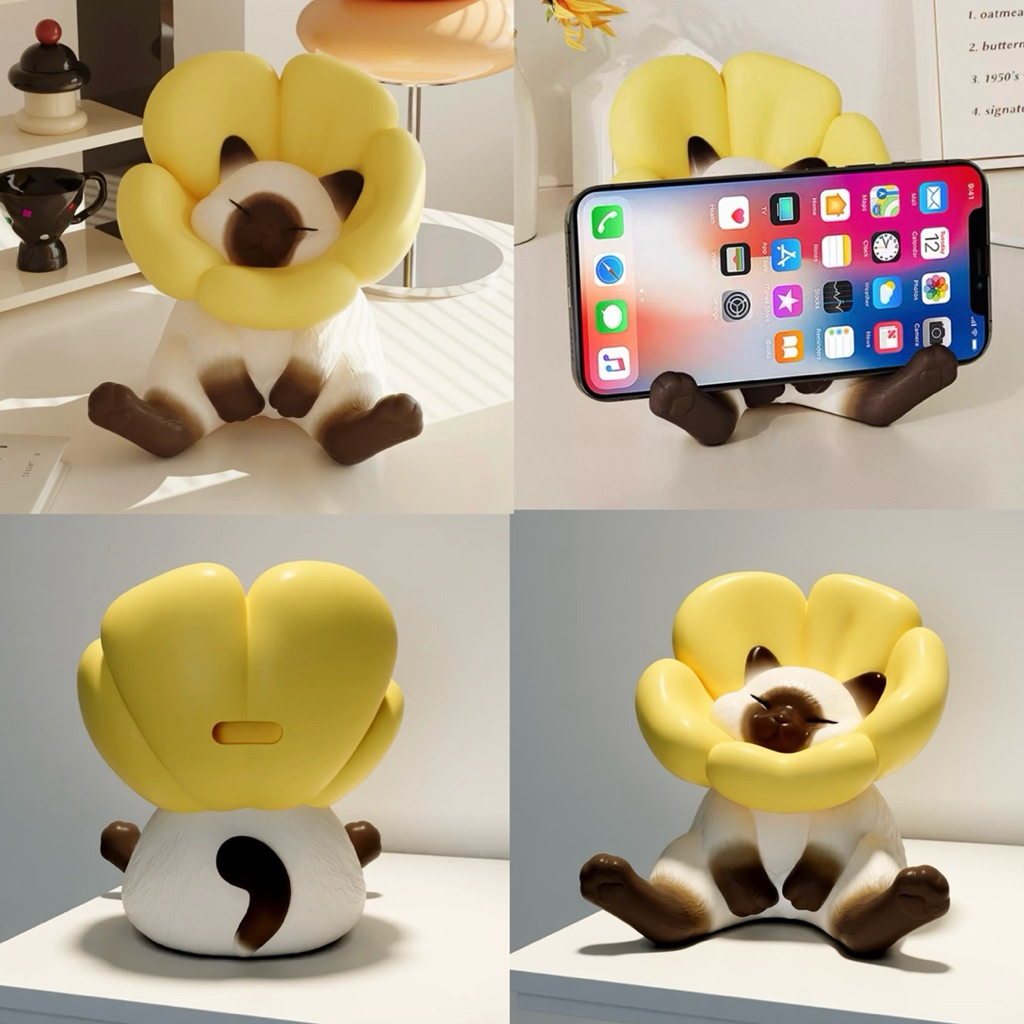พร้อมส่ง🌻 ที่วางมือถือ Lazy Cat แมววิเชียรมาศ Phone Holder ที่ตั้งมือถือ น้องแมว น่ารักมาก ของขวัญ แต่งโต๊ะ 30007