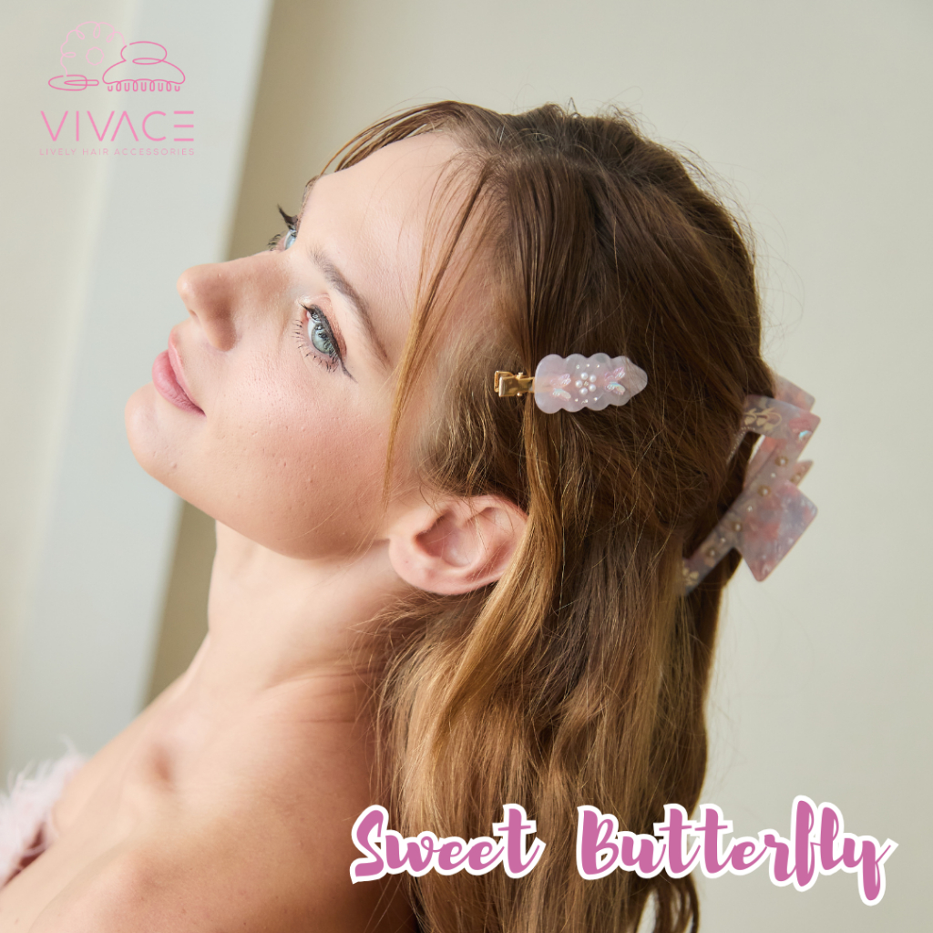 กิ๊บติดผม รุ่น Sweet Butterfly Hair Clip กิ๊ฟหนีบผมไม่เจ็บหัว ขนาดใหญ่ ทนทาน พร้อมส่ง ยี่ห้อ VIVACE