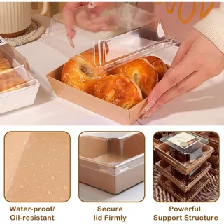 🍰กล่องแซนวิช กล่องเค้กพลาสติก（แพค50ใบ）ฝา พลาสติก PET กล่องขนม กล่องแซนวิช กล่องเค้กฝาใส