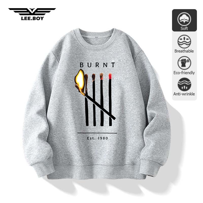 Sweatshirts หลวมและสะดวกสบาย เสื้อกีฬา คอกลม ผ้าฝ้ายไซส์ใหญ่สำหรับผู้ชาย 2025 ใหม่ เรียบง่าย (ส่งเร็ว จัดส่งจากไทย)