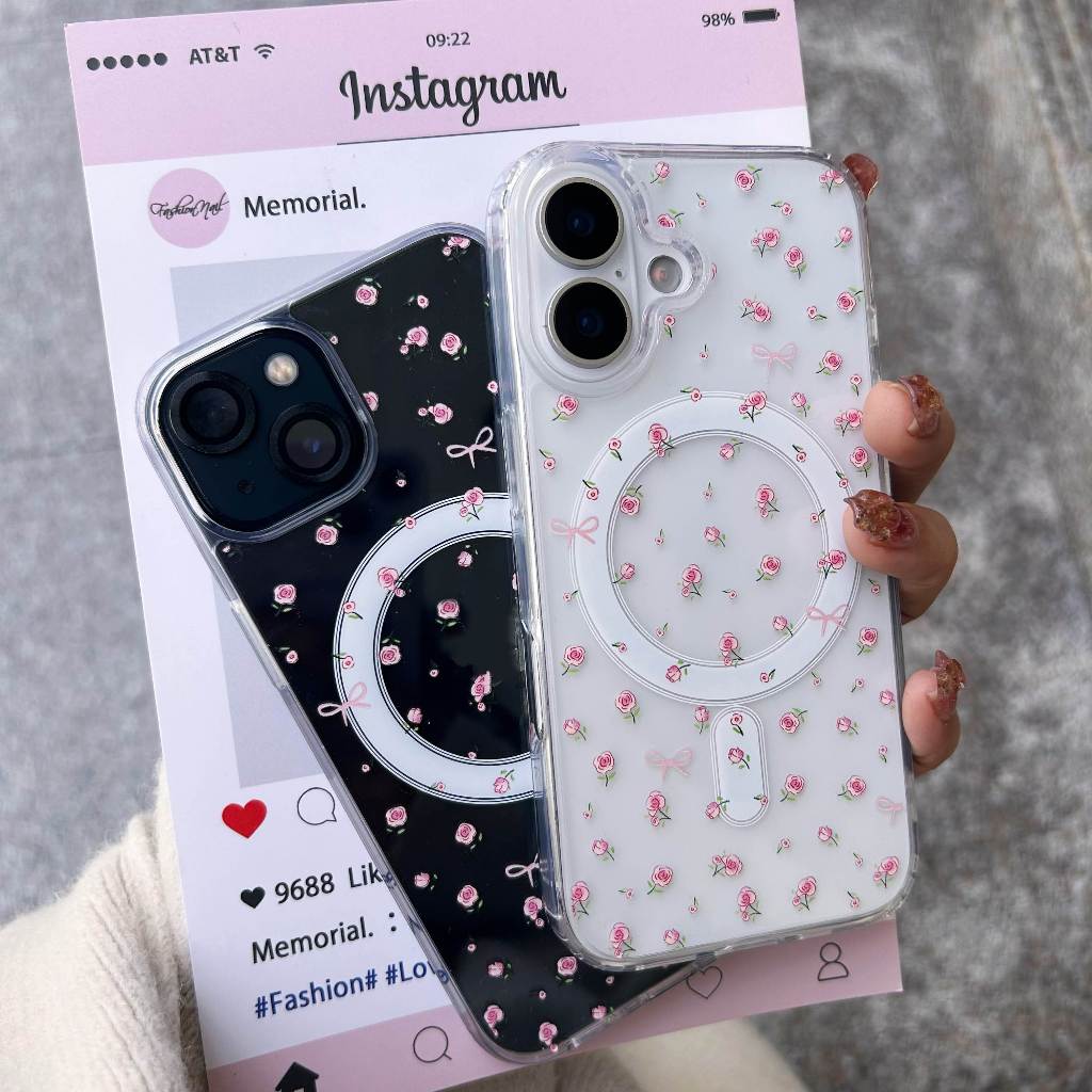 สำหรับ ไอโฟน เคสใสชาร์จได้ ดอกไม้ รุ่น  I11 PROMAX 12 PROMAX 13 PROMAX 14 PROMAX 15PLUS 15 PROMAX 16