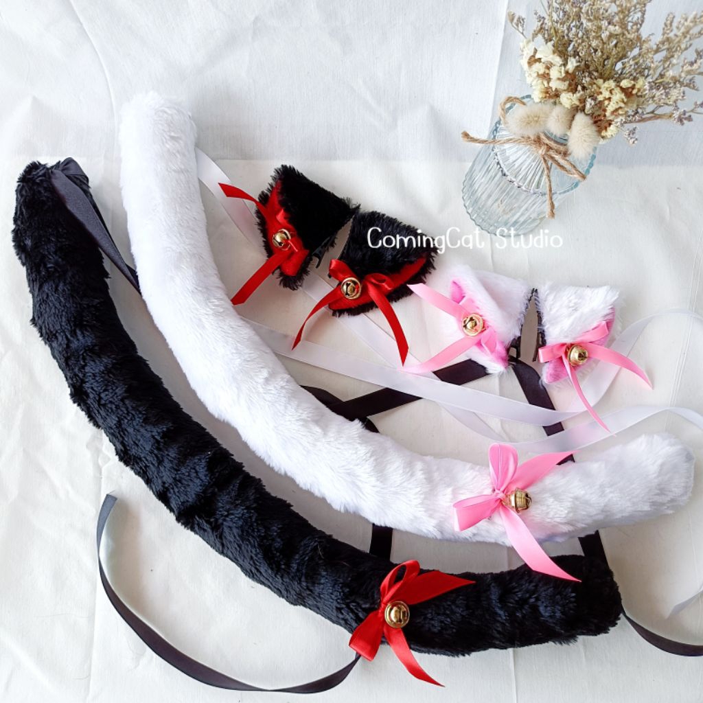 เซ็ทหูแมว/หางแมว [พร้อมส่ง] หูแมวแบบกิ๊บ หางแมวเข็มกลัด/มัดเอว