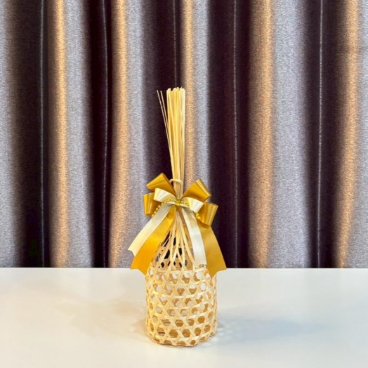 ชะลอม + โบว์ จักสานไม้ไผ่ ตักบาตรข้าวสารอาหารแห้ง ขนาดเล็ก ของชำร่วย ใส่ของฝาก ใส่ของทำบุญ - รูปที่ 7