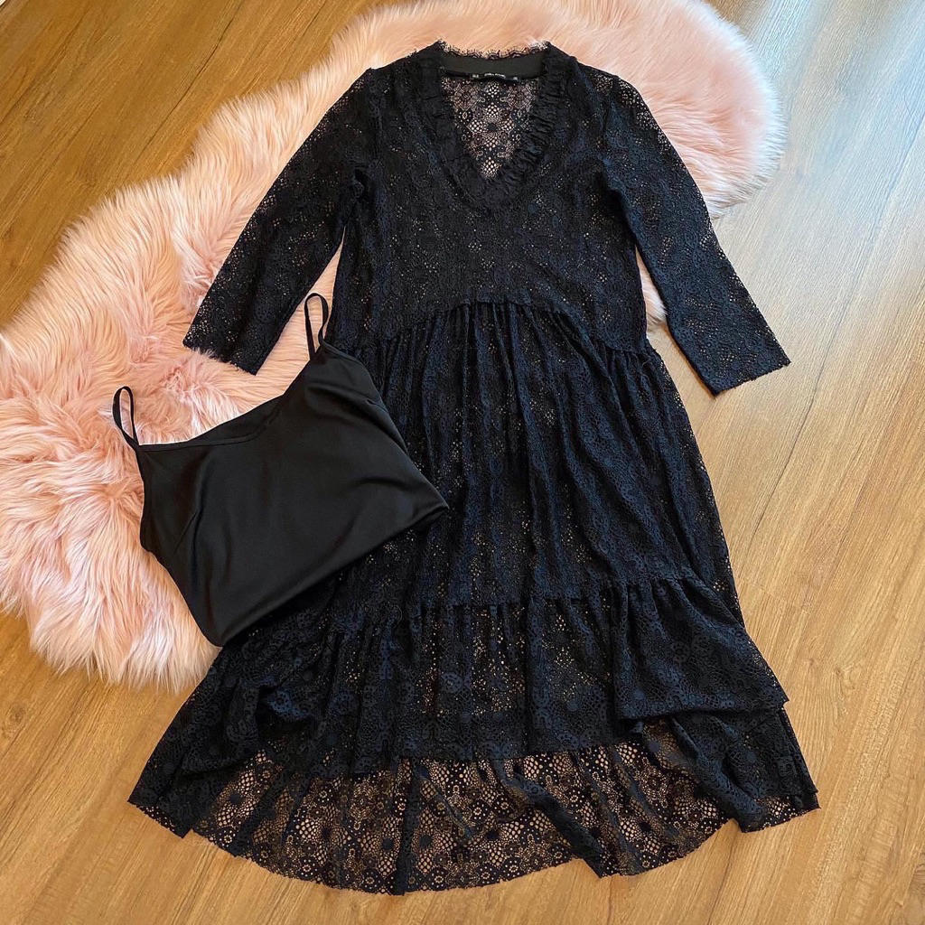 Zara dress ลูกไม้ size xs