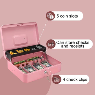 Cash Box​ กล่องใส่เงิน กล่องเก็บเงินแบบพกพา เซฟหิ้ว ตู้เซฟ ลิ้นชักเก็บเงิน แบบพกพา ที่เก็บตังค์ กล่องเก็บเงินแบบกุญแจ