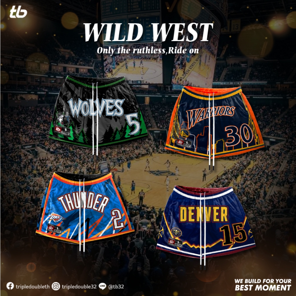 กางเกงบาสเก็ตบอลขาสั้น กางเกงพิมพ์ลาย "WILD WEST COLLECTION"