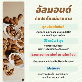 ถั่วอัลมอนด์อบไร้น้ำมัน มีขาด150 กรัม 500 กรัม ไร้เกลือ | Roasted Almonds เม็ดใหญ่
