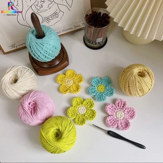 เชือกฟอกนิ่ม 100ก 2 มิลลิเมตร ถักหมวก คอตตอนเกลียว เชือกถักDIY