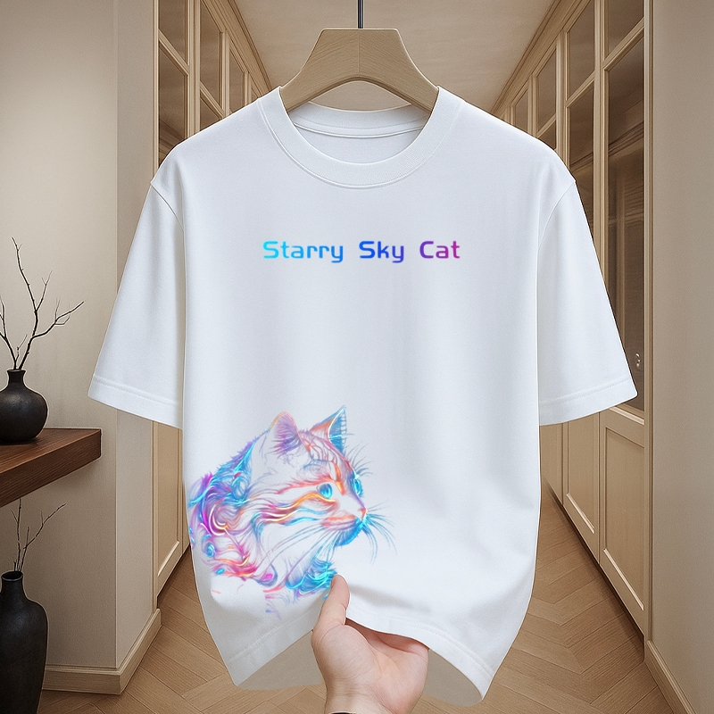 เสื้อผู้ชาย สกรีนลายแมวเท่ๆ เสื้อยืดคอกลม สตรีทแฟชั่น oversize คนอ้วน เสื้อเทสดี tshirt men ใส่สบาย