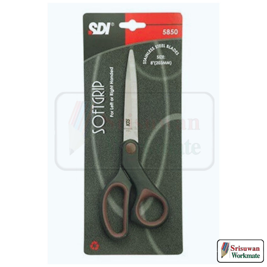 SDI 5850 กรรไกร 8นิ้ว คละสีด้าม กรรไกรอเนกประสงค์ สแตนเลส ตัดผ้า ตัดกระดาษ ตัดซองพลาสติก