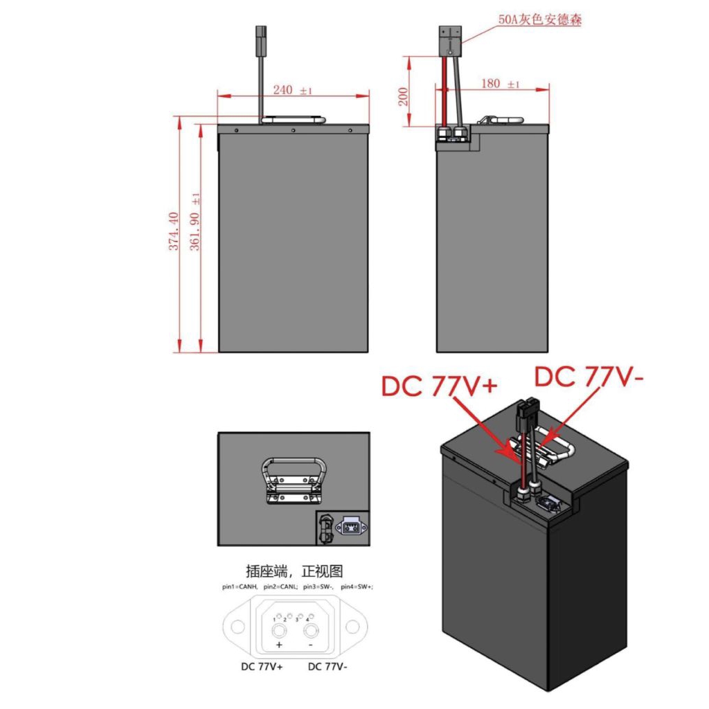 แบตเตอรี่ลิเธี่ยม NMC 77V 50A