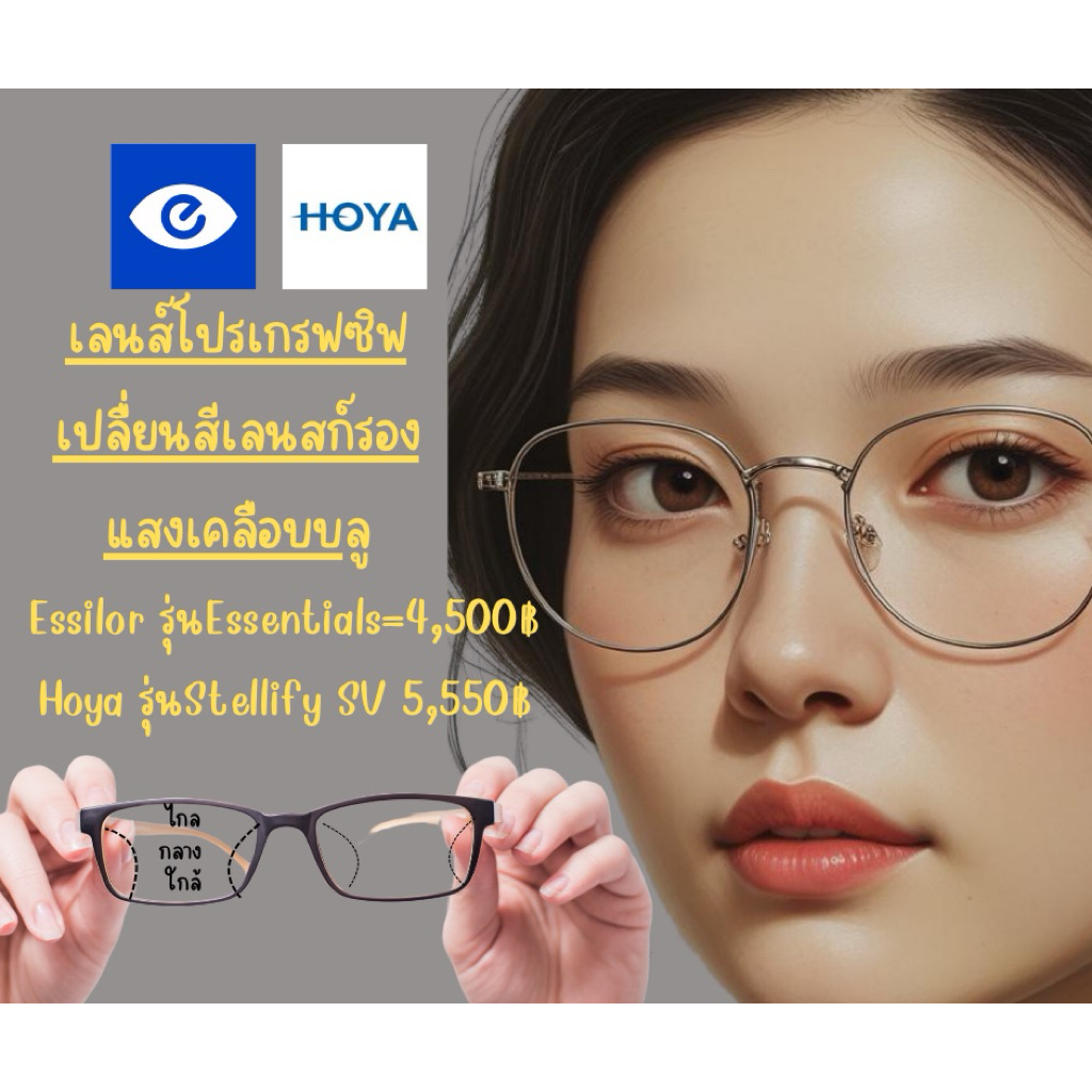 เลนส์สั่งตัดprogressive Photo Essilor ,Hoya โปรเกรฟซิฟมองได้ทุกระยะ