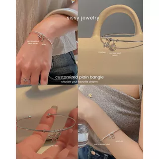 SissyJewelry // กำไลข้อมือเงินแท้ รุ่น Customized Plain bangle (แจ้งจี้ช่องหมายเหตุ) - free gift box