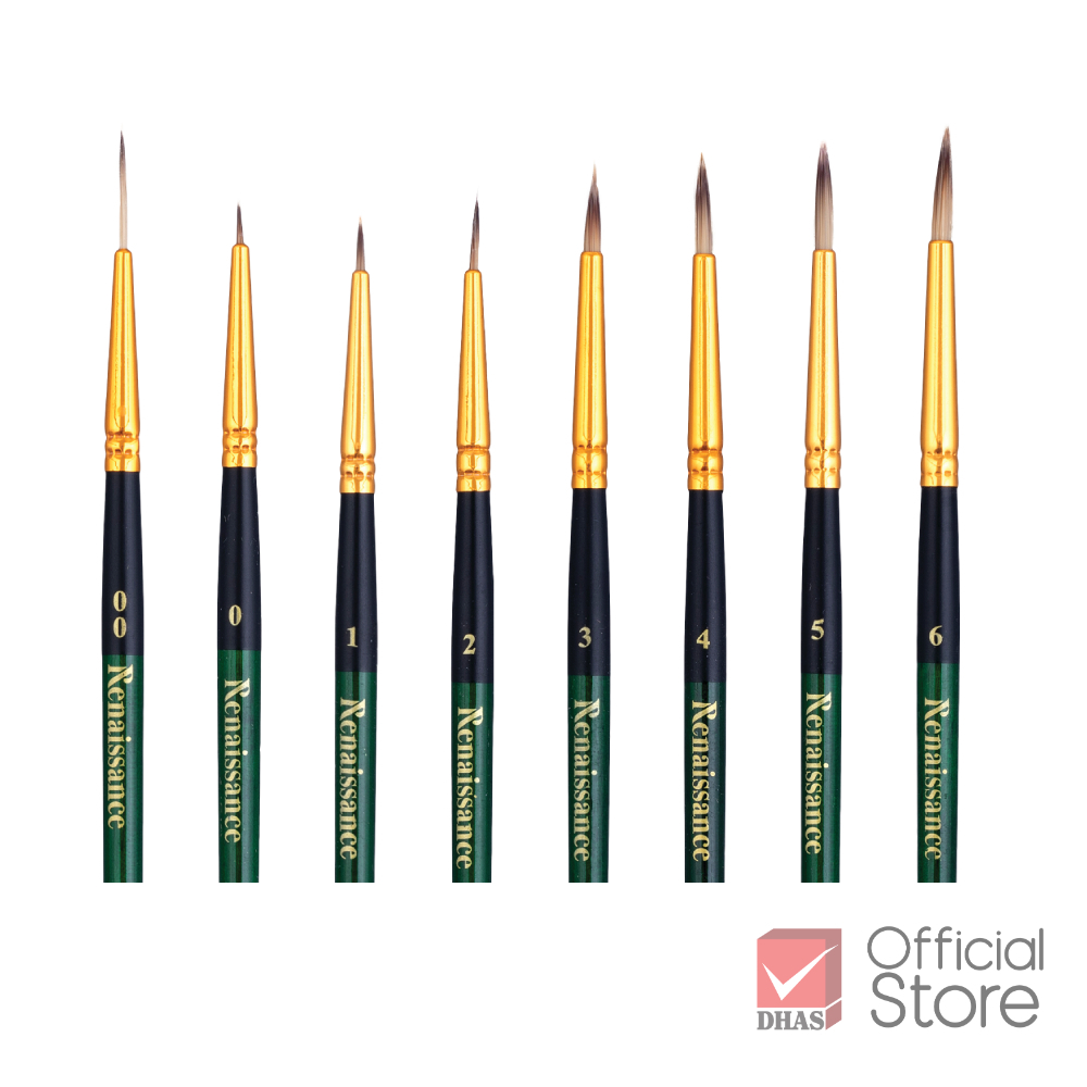 Renaissance พู่กัน พู่กันสีน้ำ พู่กันหัวกลม จำนวน 1 ด้าม (1/2)