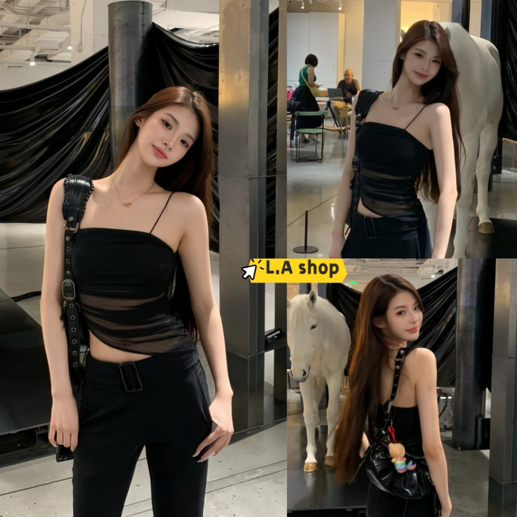 L.A Shop★สไตล์ใหม่★พร้อมส่งเสื้อสายเดี่ยว เปิดไหล่ แขนกุด เปิดหลัง ทรงสลิมฟิต สีพื้น เซ็กซี่ แฟชั่นสําหรับสตรี "FY2890"